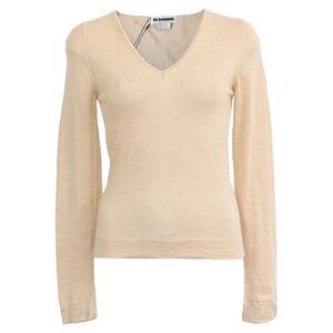 Jil Sander V-Neck Sweater in Beige Cashmere